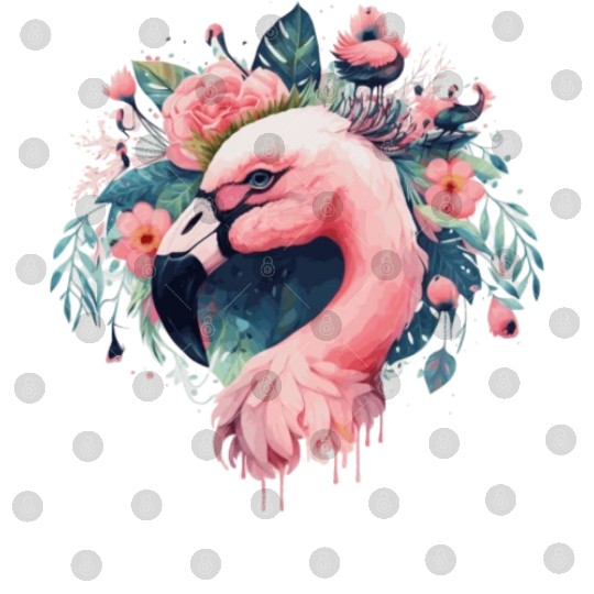 Cute Pink Flamingo Tropical Bird Flower Crown Flor Digital Files