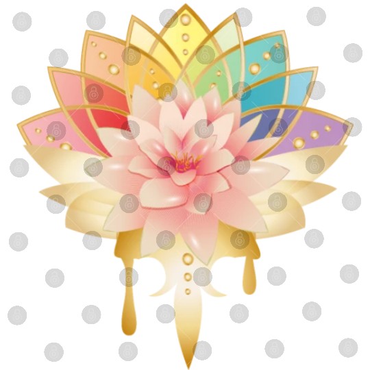 Lotus with golden flowers icon in pastel colors Digital Files