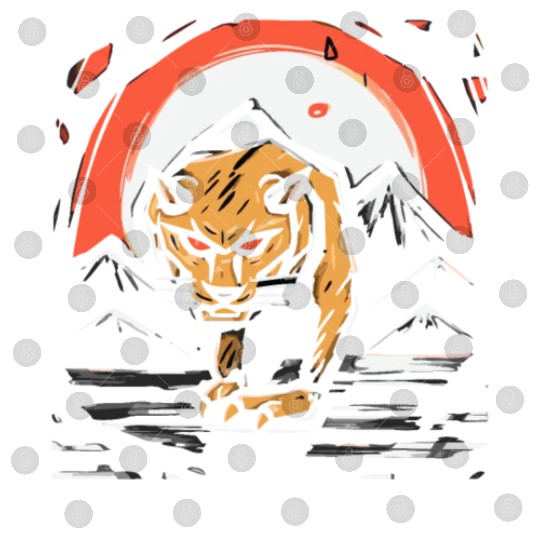 zen cartoons japan tiger mountains Digital Files