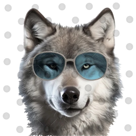 Grey Wolf Wearing Blue Sunglasses Wildlife Animal Digital Files