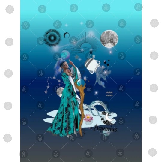 Zodiac sign Aquarius in the unique version Graphic Digital Files