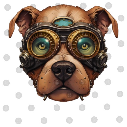 Steampunk Pitbull Dog in Clockwork Glassess Digital Files