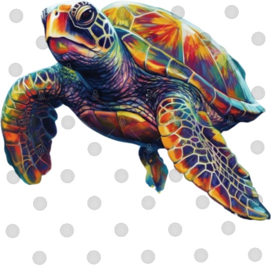Colorful underwater sea turtle dreamlike beautiful Digital Files