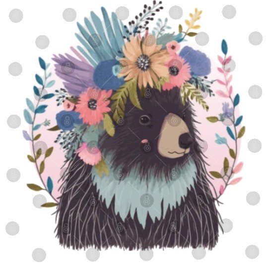 Cute Porcupine Flower Crown Watercolor Floral Digital Files