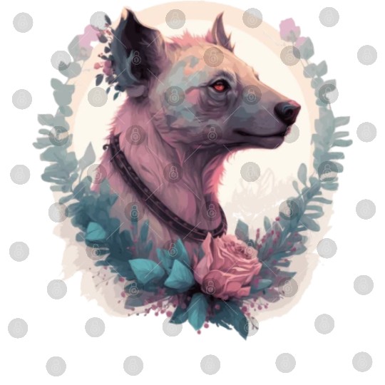 Watercolor Hyena Flower Crown Africa Safari Animal Digital Files