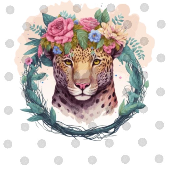 Jaguar Flower Crown Floral Watercolor Digital Files
