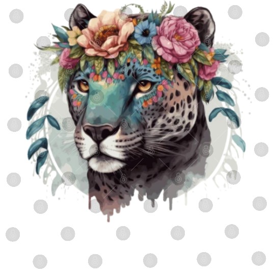Cute Jaguar Flower Crown Africa Safari Animal Love Digital Files