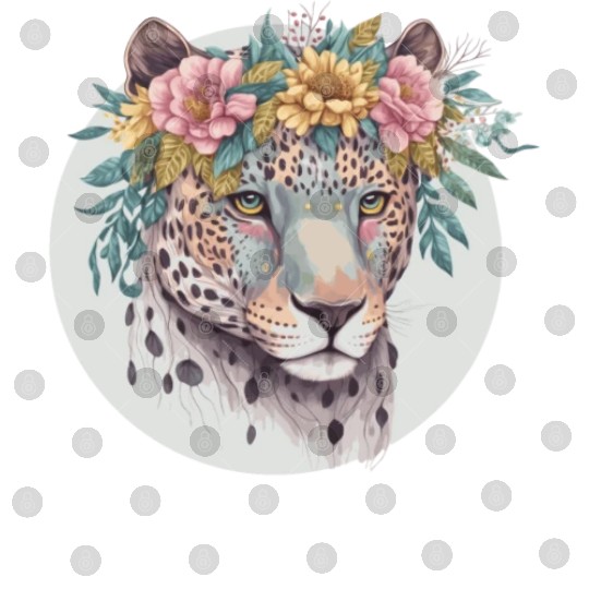 Floral Jaguar Flower Crown Watercolor Animal Digital Files