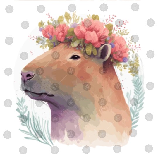 Watercolor Capybara Rodent Flower Crown Animal Lov Digital Files