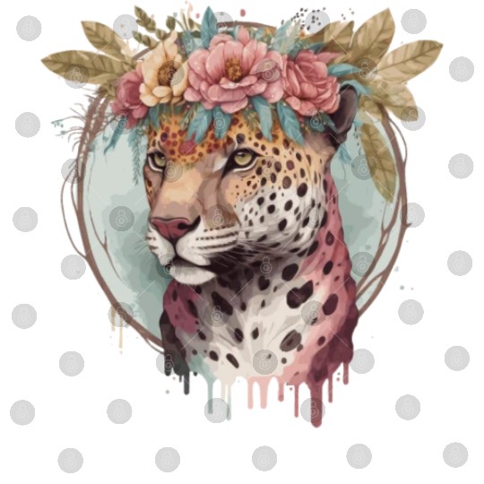 Flower Crown Jaguar Floral Animal Lovers Digital Files