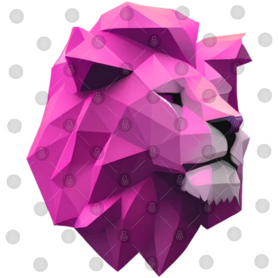Lion pink Low Poly Art Digital Files