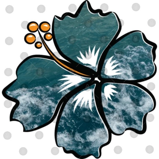 Hibiscus Flower On Blue Ocean Waves Background Digital Files