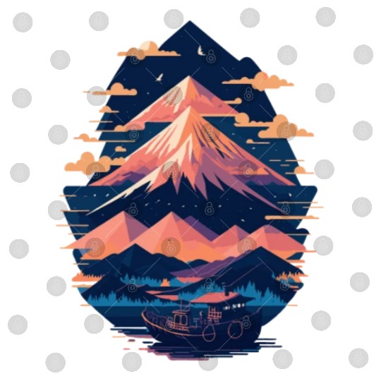 Serene Mount Fuji Sunset Peaceful River Scenery Digital Files