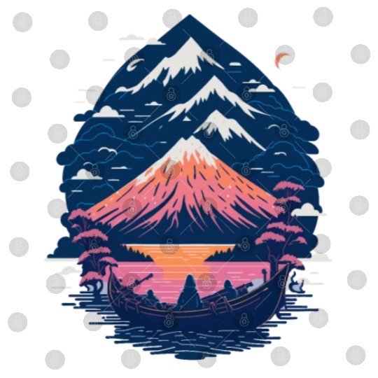 Serene Mount Fuji Sunset Peaceful River Scenery Digital Files