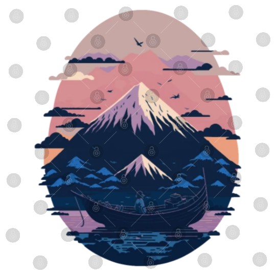 Serene Mount Fuji Sunset Peaceful River Scenery Digital Files