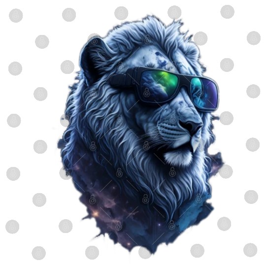 Silver Lion in Space: The Coolest Cat with Shades Digital Files