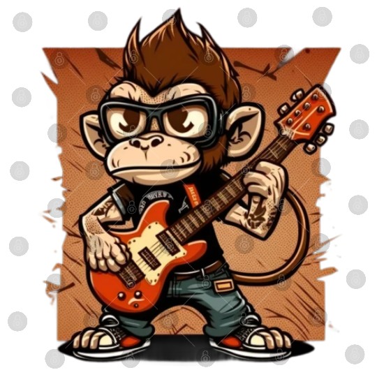 Monkey Chimpanzee Playing Acousitc Rock Guitar Digital Files