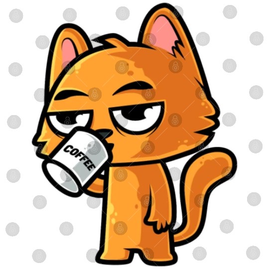 Funny Orange Cat And Coffee Cat Lover Graphic Digital Files