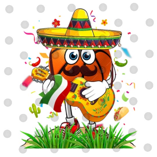 Funny Mexican Basketball Ball Sombrero Guitar Digital Files