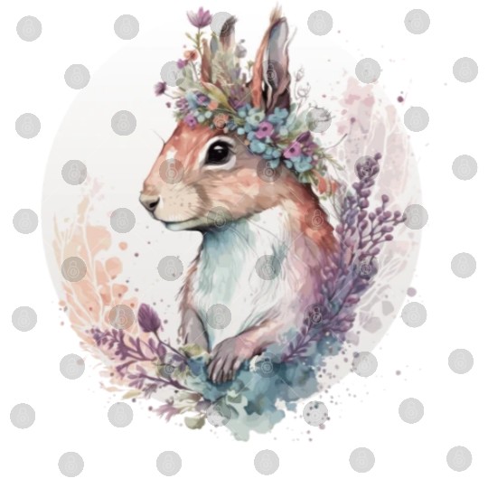 Cute Watercolor Squirrel Flower Crown Animal Lover Digital Files