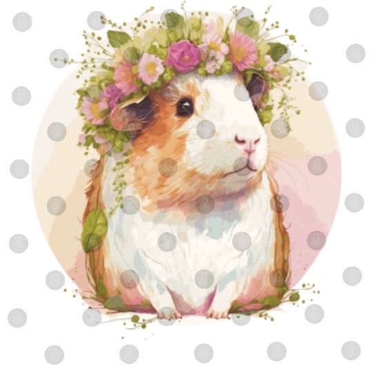 Cute Guinea Pig Flower Crown Floral Pet Rodent Lov Digital Files