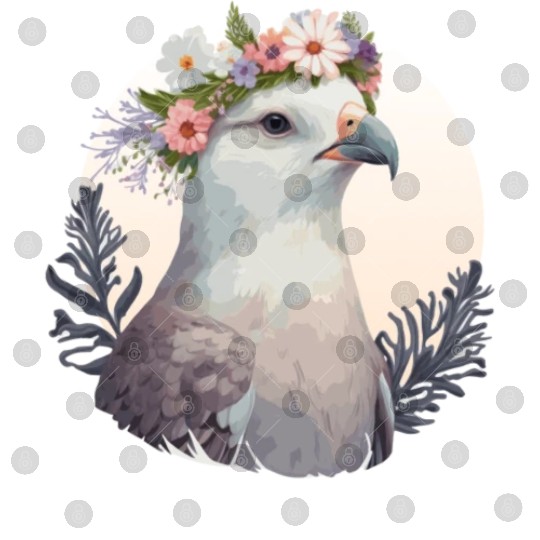 Cute Fulmar Bird Flower Crown Floral Tropical Bird Digital Files