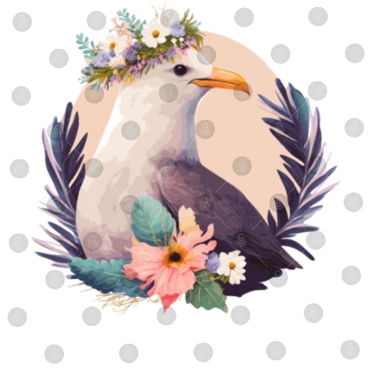 Cute Seagull Bird Flower Crown Floral Birds Digital Files