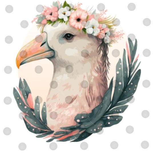 Cute Albatross Bird Flower Crown Floral Tropical B Digital Files