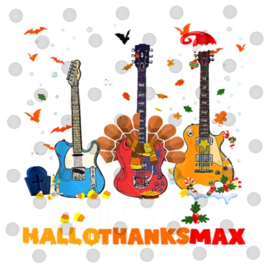Guitar Happy Hallothanksmas Halloween Thanksgiving Digital Files