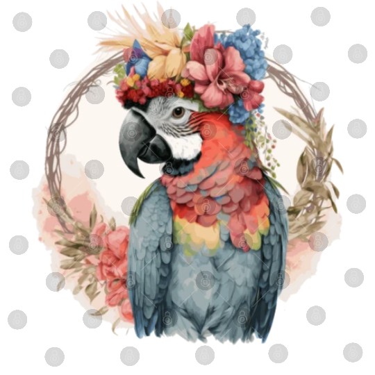 Colorful Parrot Watercolor Macaw Bird Flower Crown Digital Files