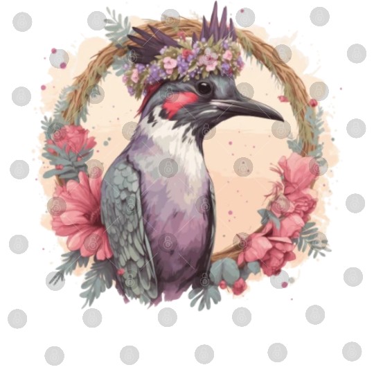 Artistic Watercolor Woodpecker Bird Flower Crown P Digital Files