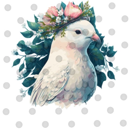 Cute White Dove Pigeon Bird Flower Crown Pet Birds Digital Files