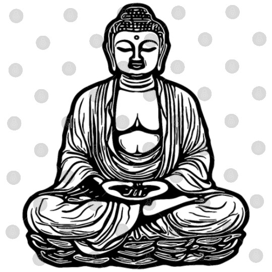 Far Eastern Buddha Lotus Meditation Tattoo Style Digital Files