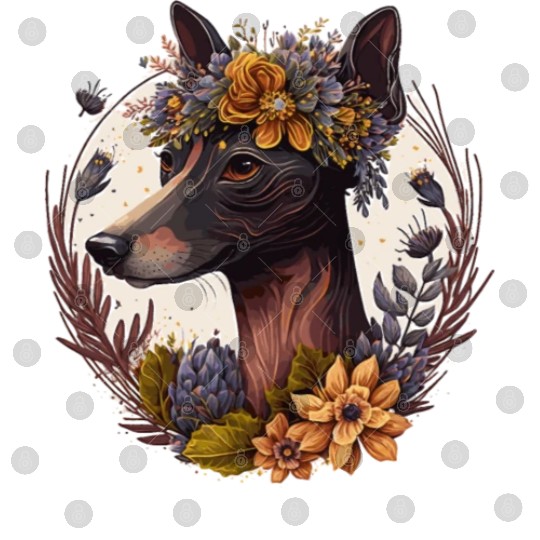 Cute Miniature Pinscher Flower Crown Pet Dog Breed Digital Files