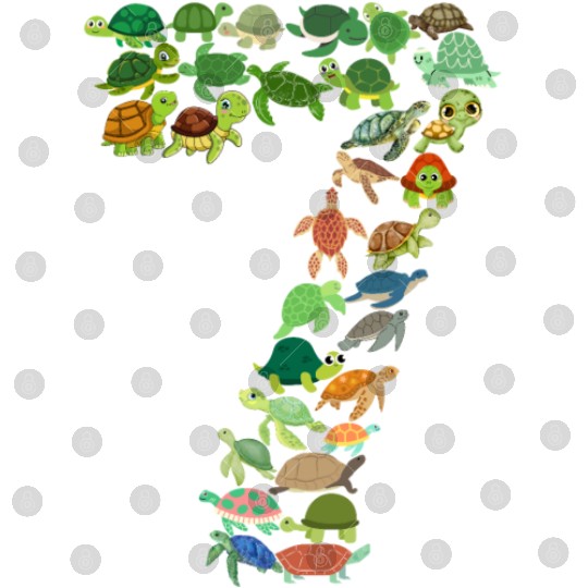7th Birthday Sea Turtle Tortoise Theme 7 Year Old Digital Files