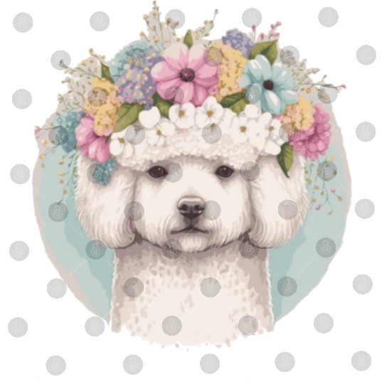 Cute Bichon Frise Flower Crown Pet Dog Floral Pupp Digital Files