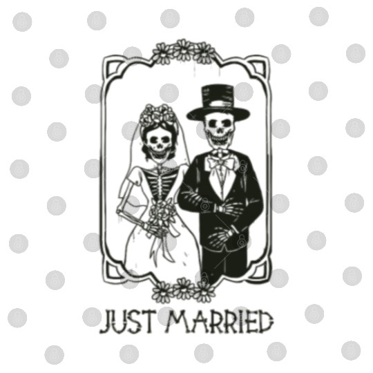 Halloween Skeletons Bride Groom Just Married Digital Files