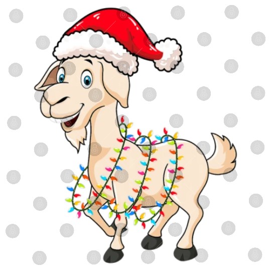 Christmas Lights Goat Wearing Xmas Hat Farmer Digital Files