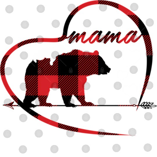 Red Buffalo Plaid Mama Bear 1 Cub Heart For Mom Digital Files