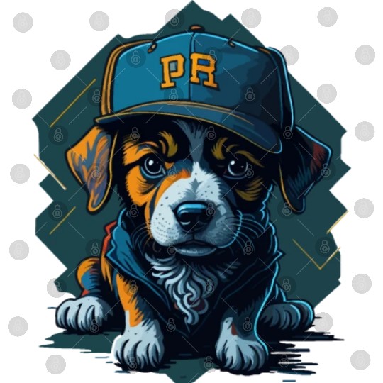 Cute Border Collie Puppy Wearing Baseball Hat Digital Files