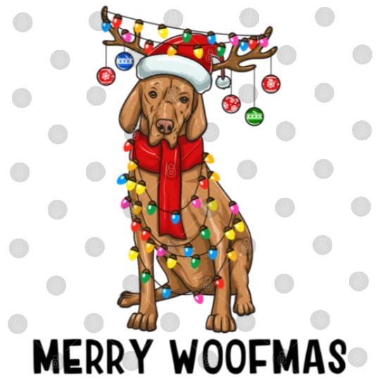 Vizsla Dog Lights Merry Woofmas Digital Files