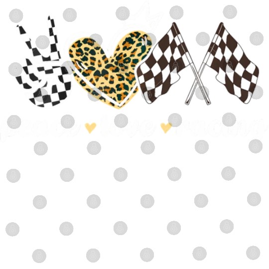 Peace Love Racing Leopard Print V Sign Heart Flag Digital Files