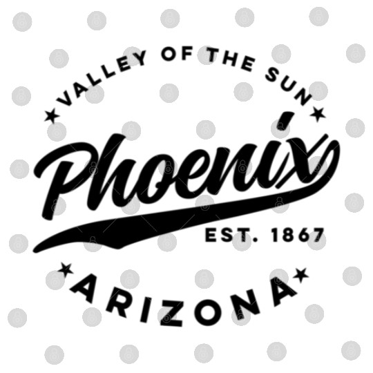 Phoenix Arizonna Valley Of The Sun Black Text Digital Files