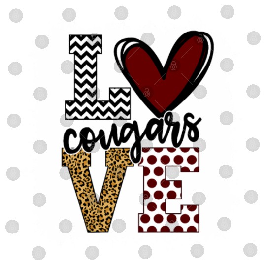Cougars Mascot Love School Spirit Fantastic Digital Files