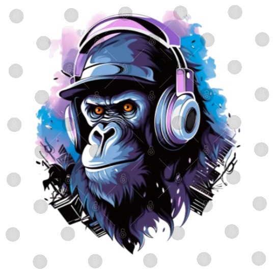 Gorilla with Headphones Music Monkey Digital Files