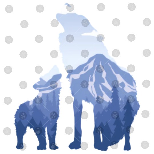 Wolf And Puppy Husky Mountains Nature Hiking Digital Files