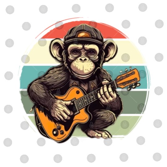 Monkey Chimpanzee Playing Acousitc Rock Guitar Digital Files