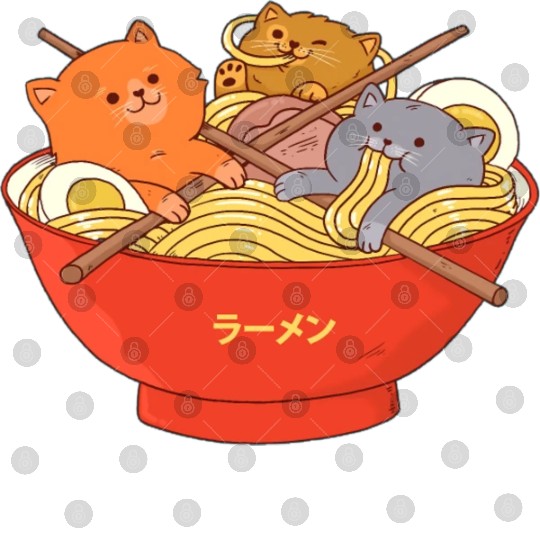 Kawaii Anime Cat Japanese Ramen Noodle Digital Files