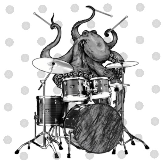 Octopus Playing Drums Drummer Ocean Creature Band Digital Files