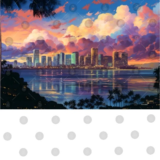 Anime Honolulu A Vibrant Anime Inspired Skyline Digital Files